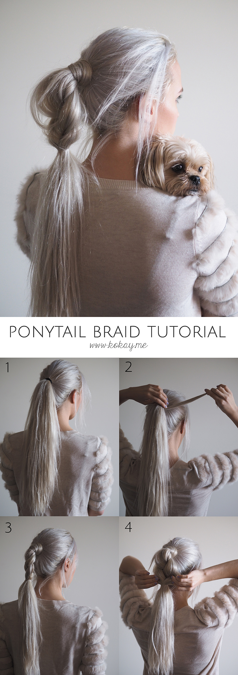 Half braided ponytail tutorial
